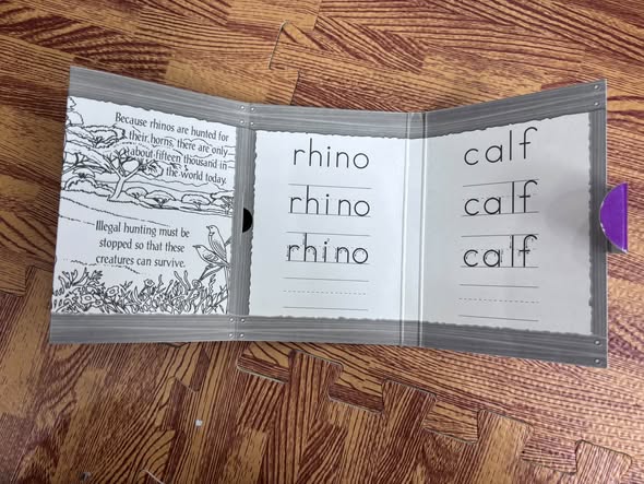 RHINOCEROS AND CALF (BABY ANIMALS FUN TIME FOLD-OUT BOOK) image 2