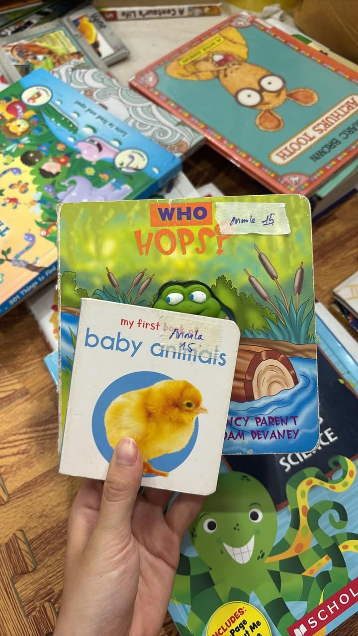 Who hops + baby animal